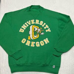 Vintage University of Oregon Ducks Sweatshirt Donald Duck Large Russell Athletic